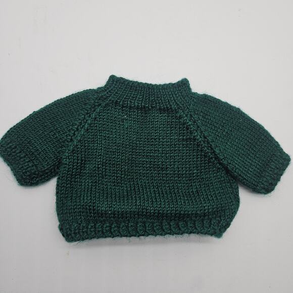 2 Vintage Handmade Doll Clothes Embroidered Sweaters Case Cutlery Green & White - Picture 5 of 9